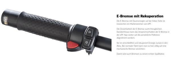 E-Scooter,ePF-2 PRO 653W (Wechselakku),Wechselakku (653Wh) für bis zu 80km Reichweite*, Blinker vorne&hinten, Federung vorne&hinten, Bremslicht
